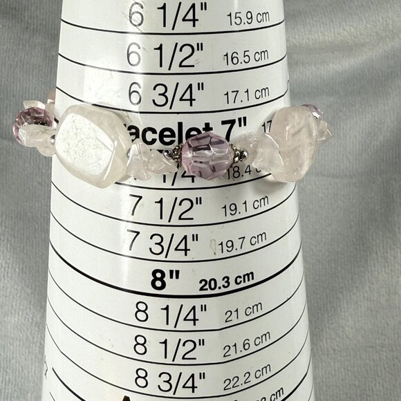 Rose Quartz & Amethyst Color Beaded Stretch Bracelet Women Adjusts - Picture 11 of 16